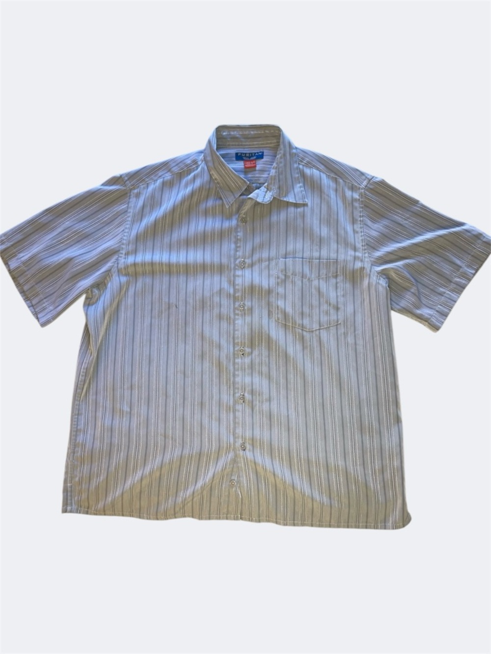 Puritan Men's Light Blue Striped Casual Button Down Shirt